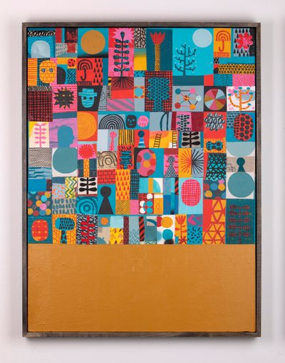 圧倒的なオム、2020年（キャンバスにペイントとコラージュ） 作： David Shillinglaw