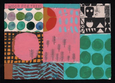 Wood For Trees, 2023（ペイントとコラージュ） 作： David Shillinglaw
