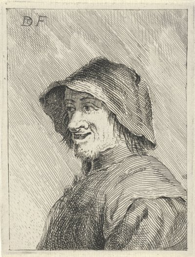 左に頭に帽子をかぶった農夫 作： David Teniers (II)