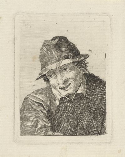 右向きの帽子をかぶった男性の胸像 作： David Teniers (II)