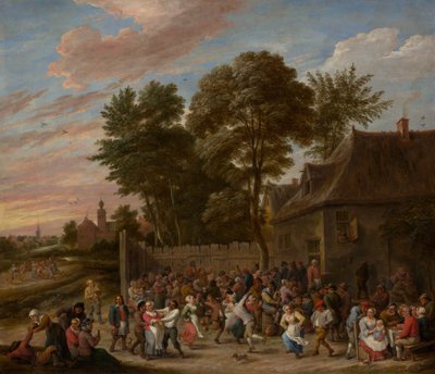 農民の踊りとごちそう、ca。 1660年。 作： David Teniers II