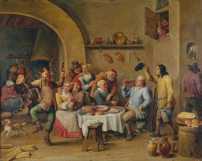 王様の飲み物（Le Roi Boit）。 1650-60 作： David Teniers the Elder