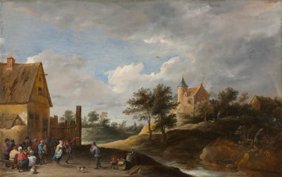 農民が踊る風景、c。 1645-1650。 作： David Teniers the Elder