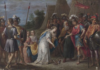 ブイヨンのゴッドフリーの前のアルミダ、16281630 作： David Teniers the Younger