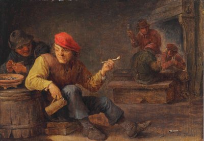 宿で酒を飲みタバコを吸う黒人たち 作： David Teniers the Younger