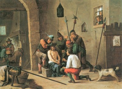 オランダ語：いばらの冠 悲しみの男 作： David Teniers the Younger