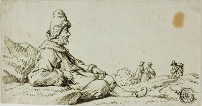 風景の中で休む男 作： David Teniers the Younger