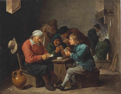 屋内でトランプに興じる農民たち 作： David Teniers the Younger