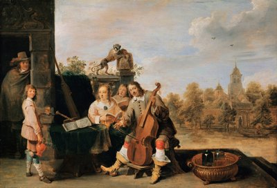 家族との自画像c。 1645 作： David Teniers the Younger