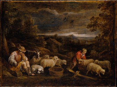 羊飼いと羊 作： David Teniers the Younger