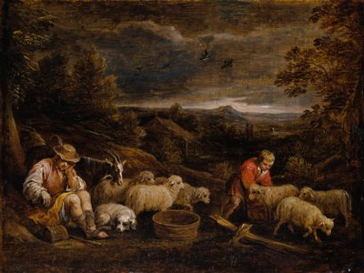 羊飼いと羊。 作： David Teniers the Younger