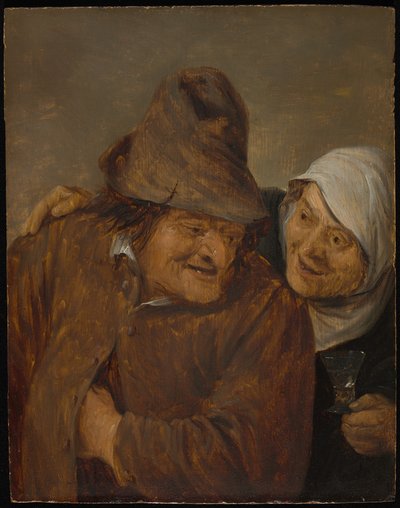 グラスワインを持った二人の農民 作： David Teniers the Younger