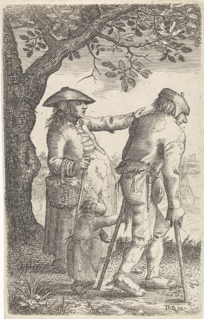 女性と子供と松葉杖でこじき 作： David Vinckboons (I)