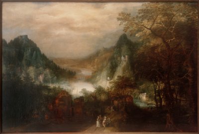 優雅な人物のいる山川の風景 作： David Vinckeboons