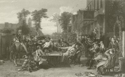 ウォータールーの戦いの官報を読むチェルシー年金受給者 作： David Wilkie