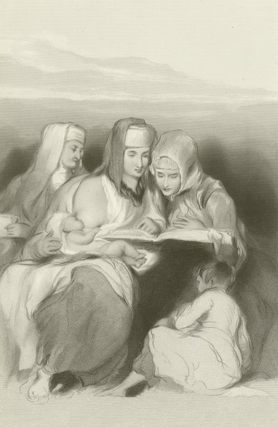 エルサレムで聖書を読むヘブライ語の女性 作： David Wilkie