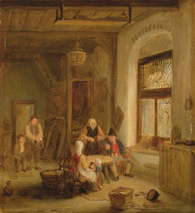 窓際のフィギュアのあるインテリア 作： David Wilkie