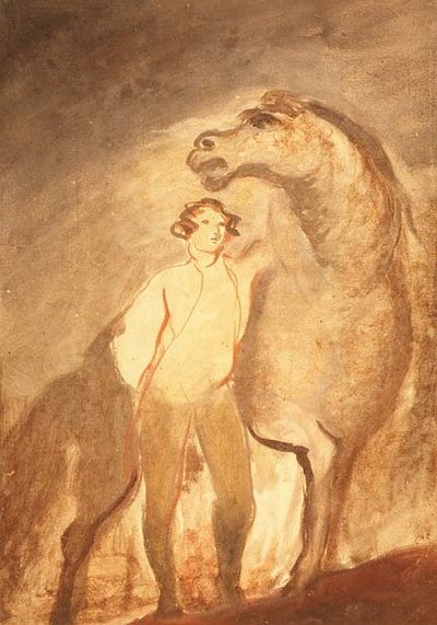 人と馬（水彩・紙） 作： David Wilkie
