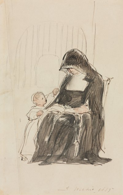 子供に読み聞かせをする修道女 作： David Wilkie