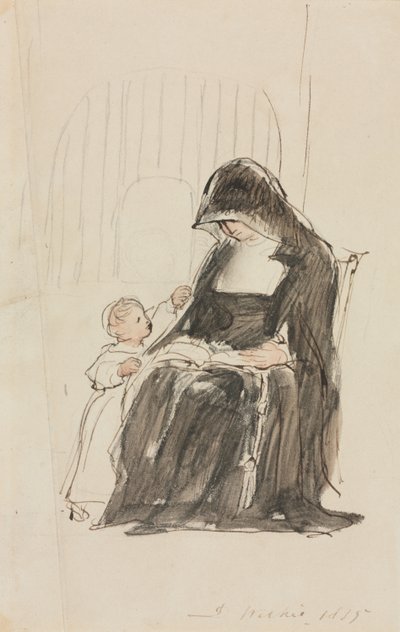 子への修道女の読書、1835年。 作： David Wilkie