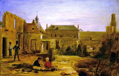 ワーテルロー、フグモン城跡の兵士たち（油彩・キャンバス） 作： David Wilkie