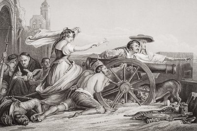 サラゴサの防衛、1808年、「英語とスコットランドの歴史の図解」第II巻 作： David Wilkie
