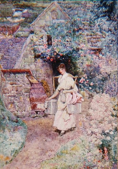 ミルクメイド」または「サリーの古いコテージ」（水彩画） 作： David Woodlock