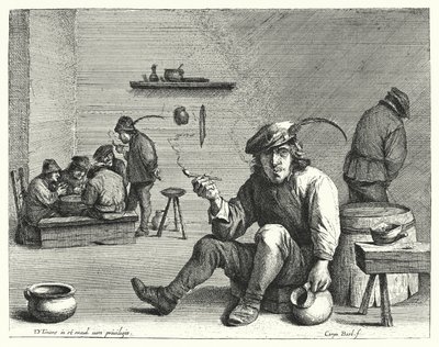 The Smoker（彫刻 作： David the Younger (after) Teniers