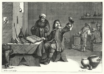 尿の医者（彫刻 作： David the Younger (after) Teniers