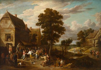 村の旅館のダンサー、1660 年代頃（キャンバスに油彩） 作： David the Younger (workshop of) Teniers