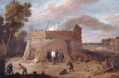 数字のある石灰窯（キャンバスに油彩） 作： David Teniers the Younger