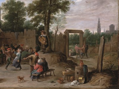 アントワープ近郊の村のケルメス（銅に油彩） 作： David the Younger Teniers
