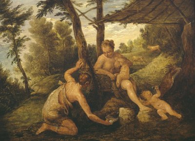 追放後のアダムとイブ（パオロ・ヴェロネーゼとスタジオの後） 作： David Teniers the Younger
