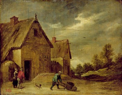 手押し車（オークの油）を持つ農家 作： David Teniers the Younger