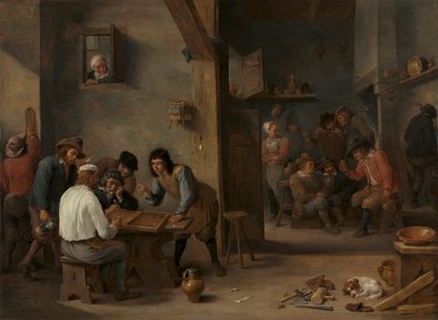 バックギャモンのゲーム、1640年頃（木に油彩、キャンバスに転写） 作： David Teniers the Younger