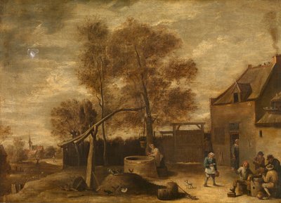 イン・ザ・ファームヤード（油彩） 作： David the Younger Teniers
