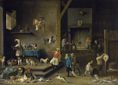 キッチン - ダヴィッド・テニアス（1610-1690）。油彩・キャンバス 作： David Teniers the Younger