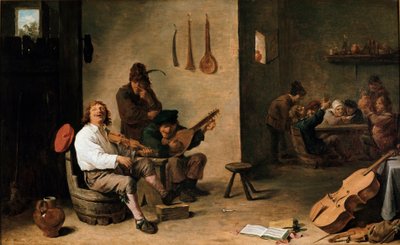 酒場の音楽家たち ダヴィッド・テニアス・ザ・ヤング（1610-1690）による絵画 17世紀 トリノ、ギャレリア・サバウダ イタリア 作： David Teniers the Younger