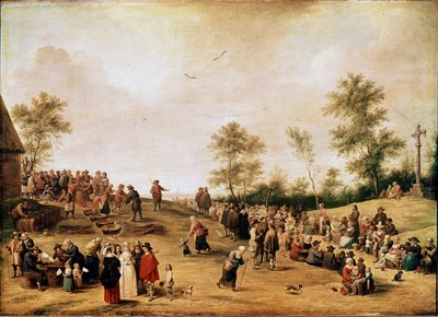 アントワープ近郊の農民の宴または大鍋の宴 ダヴィッド・テニアス青年（1610-1690）の絵画 1643年 日。90x125 cm ロンドン、ナショナル・ギャラリー 作： David Teniers the Younger