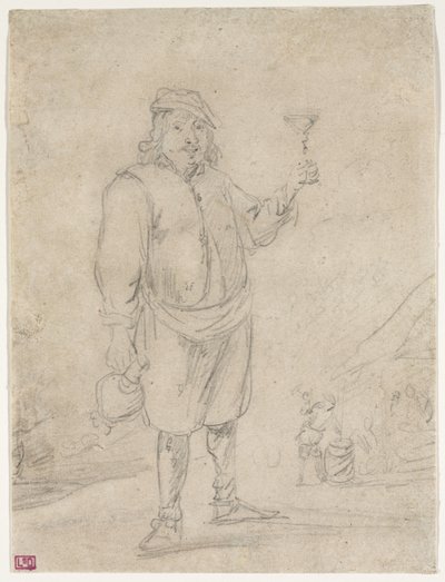 グラス一杯のワインを育てる農民、1644年頃 作： David Teniers the Younger