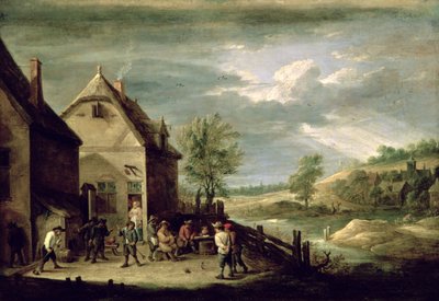 球戯をする農民（キャンバスに油彩） 作： David Teniers the Younger