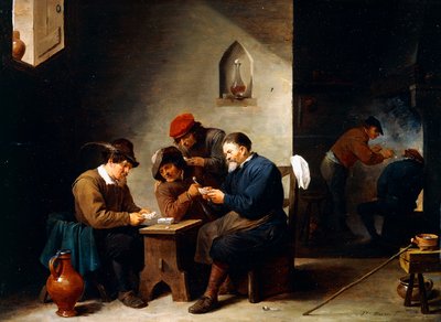 コテージのカードの農民、1644-45年 作： David Teniers the Younger