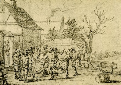 家の前で踊る農民 作： David Teniers the Younger