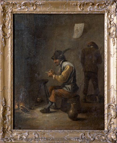 室内の農民（キャンバスに油彩） 作： David Teniers the Younger