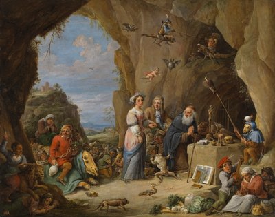 聖アントニウスの誘惑（油彩・銅板） 作： David the Younger Teniers