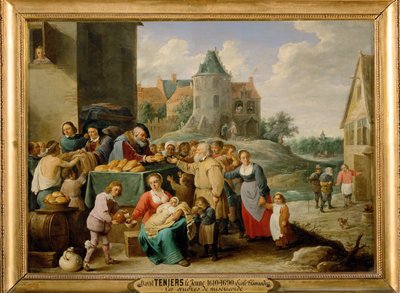 慈悲の7つの行為 - 空腹の人々に食事を与える ... 作： David the Younger Teniers