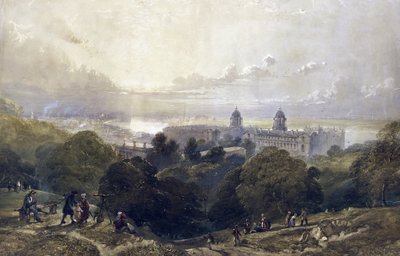 ある夏の夕暮れ、公園の高台からグリニッジ（イギリス）を望む。 作： David the younger Cox