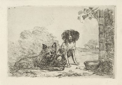 二匹の犬 作： David van der Kellen