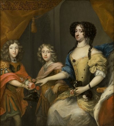 1680年頃、息子のヨハンゲオルクとフリードリヒアウグストとともに、ザクセンの女王であるデンマークの王女、アンナソフィア 作： David von Krafft
