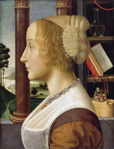 若い女性の横顔の肖像画 作： Davide Ghirlandaio